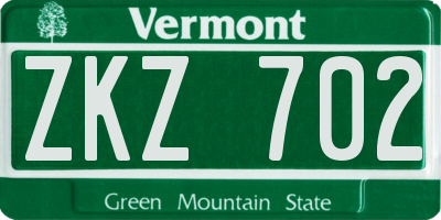VT license plate ZKZ702