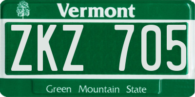 VT license plate ZKZ705