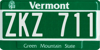 VT license plate ZKZ711