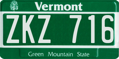 VT license plate ZKZ716