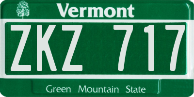 VT license plate ZKZ717