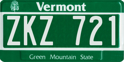 VT license plate ZKZ721