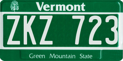 VT license plate ZKZ723