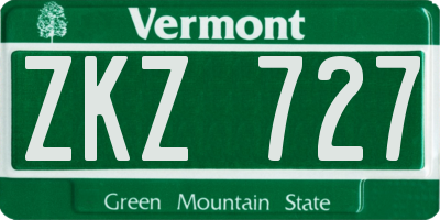 VT license plate ZKZ727