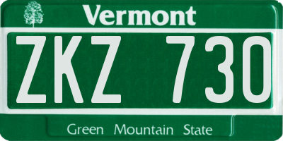 VT license plate ZKZ730
