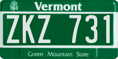 VT license plate ZKZ731