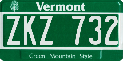 VT license plate ZKZ732