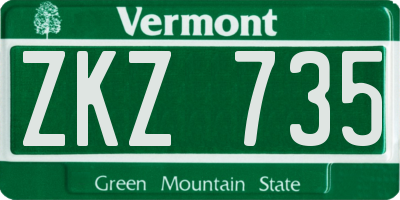 VT license plate ZKZ735