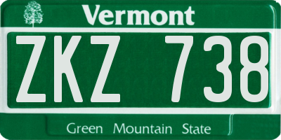VT license plate ZKZ738