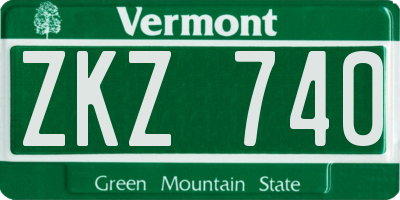 VT license plate ZKZ740