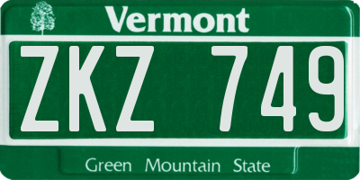 VT license plate ZKZ749