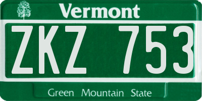 VT license plate ZKZ753