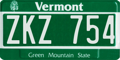 VT license plate ZKZ754