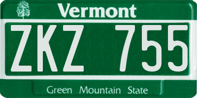 VT license plate ZKZ755