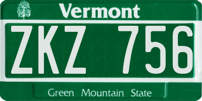 VT license plate ZKZ756