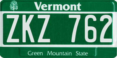 VT license plate ZKZ762