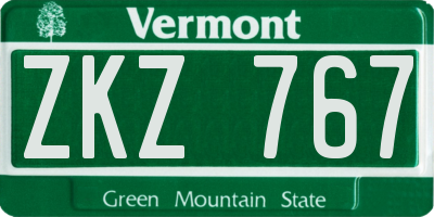 VT license plate ZKZ767