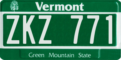 VT license plate ZKZ771
