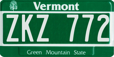 VT license plate ZKZ772