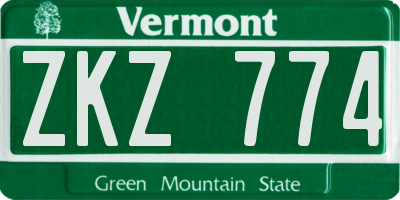 VT license plate ZKZ774