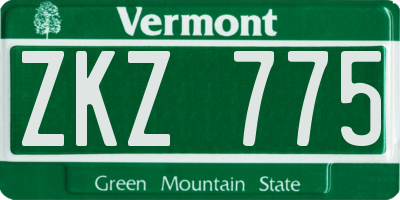 VT license plate ZKZ775