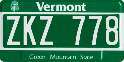 VT license plate ZKZ778