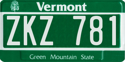 VT license plate ZKZ781