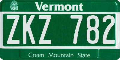 VT license plate ZKZ782