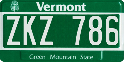 VT license plate ZKZ786