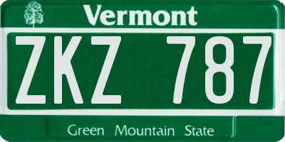 VT license plate ZKZ787