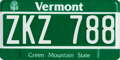 VT license plate ZKZ788