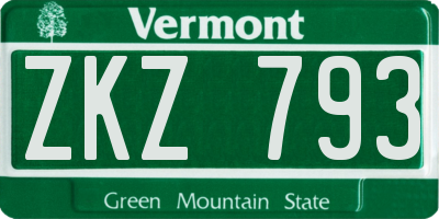 VT license plate ZKZ793