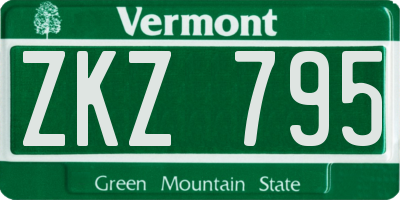 VT license plate ZKZ795