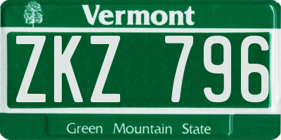 VT license plate ZKZ796