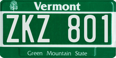 VT license plate ZKZ801