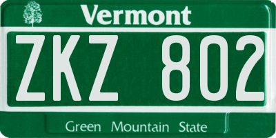 VT license plate ZKZ802