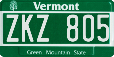 VT license plate ZKZ805