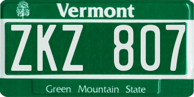 VT license plate ZKZ807