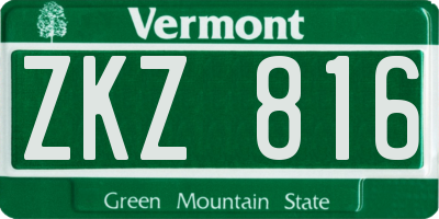 VT license plate ZKZ816
