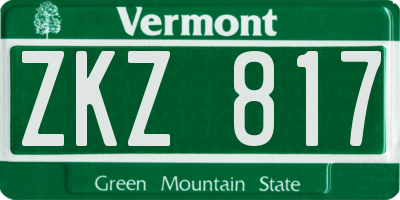 VT license plate ZKZ817