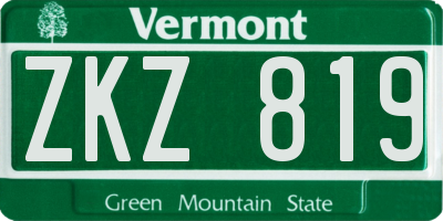 VT license plate ZKZ819