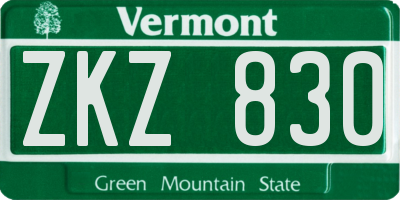VT license plate ZKZ830
