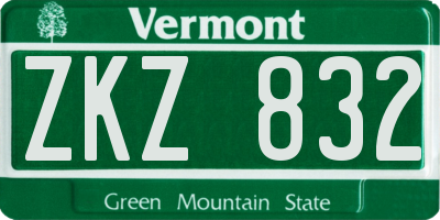 VT license plate ZKZ832