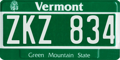 VT license plate ZKZ834