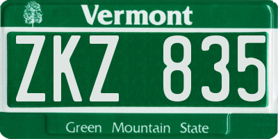 VT license plate ZKZ835