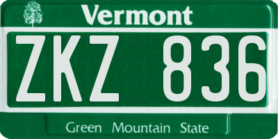 VT license plate ZKZ836