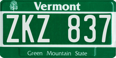 VT license plate ZKZ837