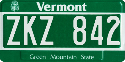 VT license plate ZKZ842