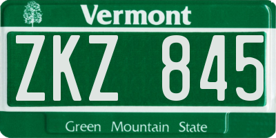 VT license plate ZKZ845