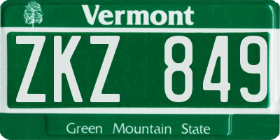 VT license plate ZKZ849